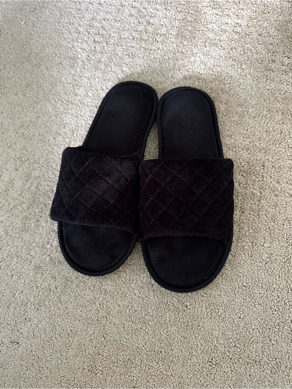 Black Quilted Slide Slippers - Women's Comfort Slides